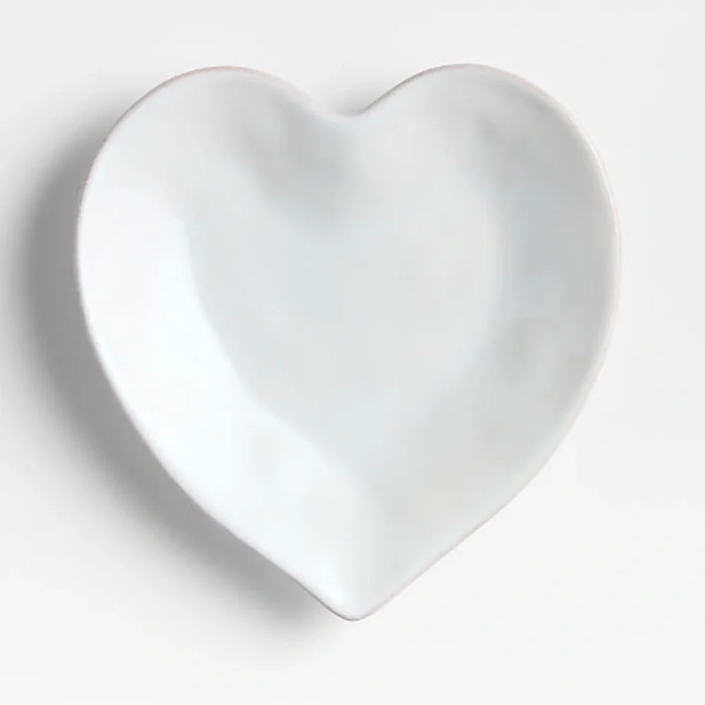 New! Crate&Barrel White Stoneware Heart Salad Plate